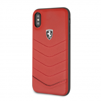 Case de Cuero Ferrari Logo Rojo para iPhone X/XS_0